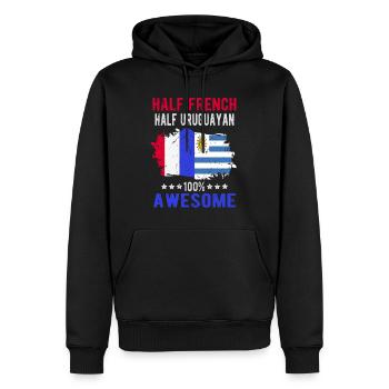 Moitié Français moitié uruguayen - Sweat à capuche Premium bio Homme - noir - Devant - Nico (187cm)