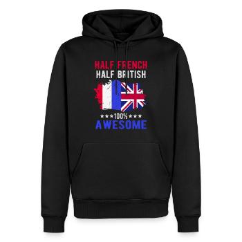 Moitié Français moitié britannique - Sweat à capuche Premium bio Homme - noir - Devant - Nico (187cm)