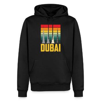 Dubai Wolkenkratzer Burj Khalifa Retro VAE - Männer Premium Bio Hoodie - Schwarz - Vorne - Nico (187cm)