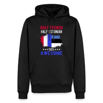Moitié Français moitié estonien - Sweat à capuche Premium bio Homme - noir - Devant - Nico (187cm)