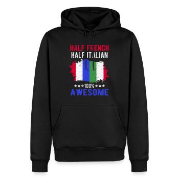Halb Franzose Halb Italiener - Männer Premium Bio Hoodie - Schwarz - Vorne - Nico (187cm)