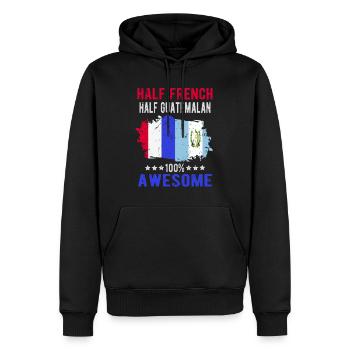 Moitié Français moitié guatémaltèque - Sweat à capuche Premium bio Homme - noir - Devant - Nico (187cm)
