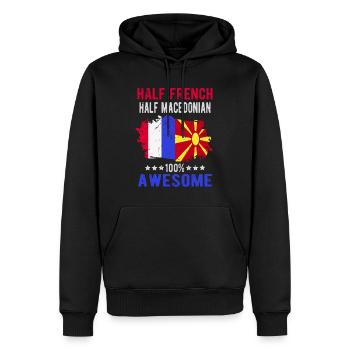 Moitié Français moitié macédonien - Sweat à capuche Premium bio Homme - noir - Devant - Nico (187cm)