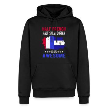 Moitié Français moitié salvadorien - Sweat à capuche Premium bio Homme - noir - Devant - Nico (187cm)