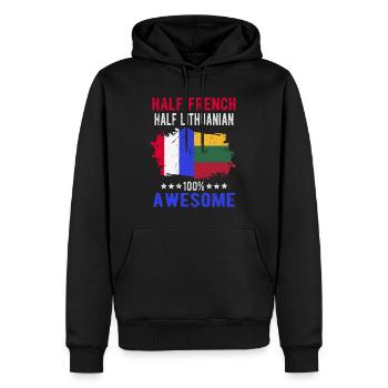 Moitié Français moitié lituanien - Sweat à capuche Premium bio Homme - noir - Devant - Nico (187cm)