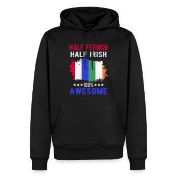 Halb Franzose Halb Ire - Männer Premium Bio Hoodie - Schwarz - Vorne - Nico (187cm)