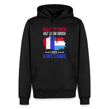 Moitié Français moitié Luxembourgeois - Sweat à capuche Premium bio Homme - noir - Devant - Nico (187cm)