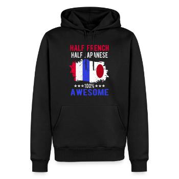 Moitié Français moitié japonais - Sweat à capuche Premium bio Homme - noir - Devant - Nico (187cm)