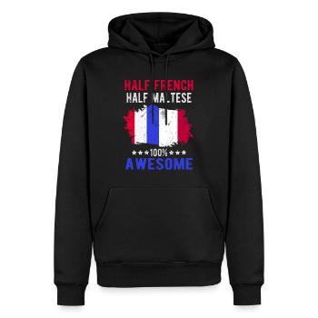 Halb Franzose Halb Mateser - Männer Premium Bio Hoodie - Schwarz - Vorne - Nico (187cm)