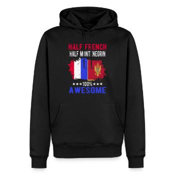 Halb Franzose Halb Montenegriner - Männer Premium Bio Hoodie - Schwarz - Vorne - Nico (187cm)