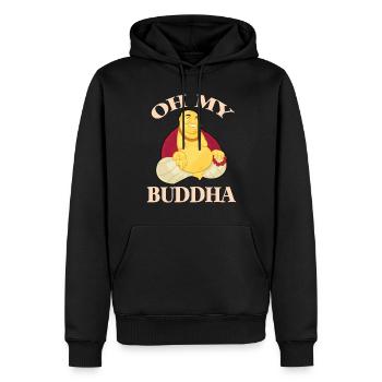 Oh mon Bouddha Bouddhisme Méditation Détendez-vous - Sweat à capuche Premium bio Homme - noir - Devant - Nico (187cm)
