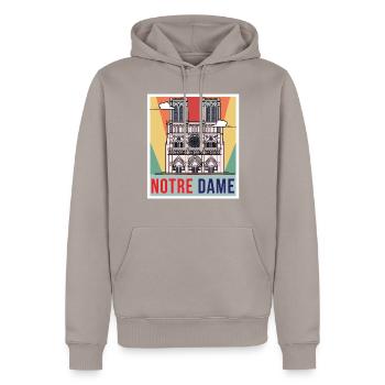 Notre Dame Retro Cathedral Paris - Men’s Premium Organic Hoodie - taupe - Front - Nico (187cm)