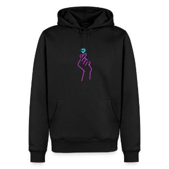 K-Pop - Sweat à capuche Premium bio Homme - noir - Devant - Nico (187cm)