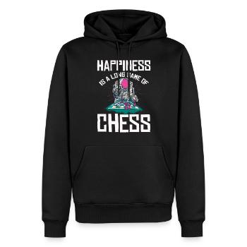 Funny Chess Player - Männer Premium Bio Hoodie - Schwarz - Vorne - Nico (187cm)
