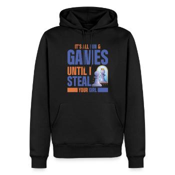 Funny Chess Player - Männer Premium Bio Hoodie - Schwarz - Vorne - Nico (187cm)