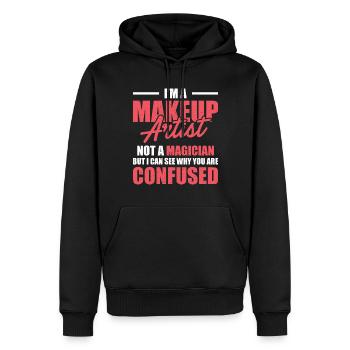 Maquilleuse drôle - Sweat à capuche Premium bio Homme - noir - Devant - Nico (187cm)