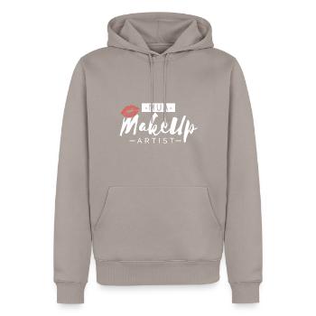 Makeup Artist - Men’s Premium Organic Hoodie - taupe - Front - Nico (187cm)