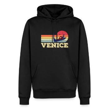 Venise Grand Canal Gondole Italie Romance - Sweat à capuche Premium bio Homme - noir - Devant - Nico (187cm)