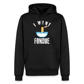 Fondue au fromage liquide Alpes suisses Bonheur - Sweat à capuche Premium bio Homme - noir - Devant - Nico (187cm)