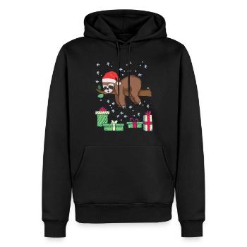 Paresseux de Noël - Sweat à capuche Premium bio Homme - noir - Devant - Nico (187cm)