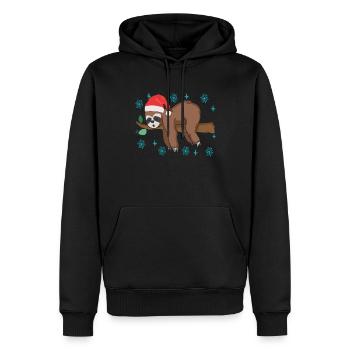Paresseux de Noël - Sweat à capuche Premium bio Homme - noir - Devant - Nico (187cm)