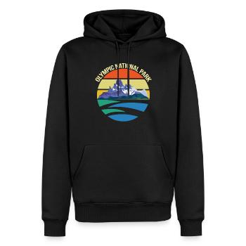 Montagnes du parc national de l’Olympe de Washington - Sweat à capuche Premium bio Homme - noir - Devant - Nico (187cm)