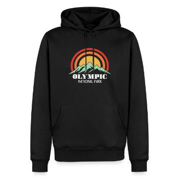 Olymp Nationalpark Wandern Washington - Männer Premium Bio Hoodie - Schwarz - Vorne - Nico (187cm)