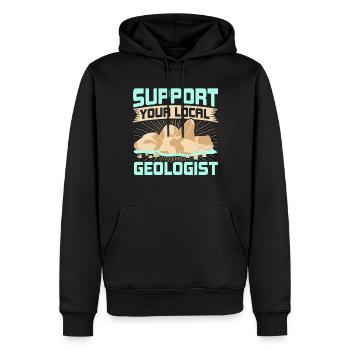 Soutenez votre géologue local - Sweat à capuche Premium bio Homme - noir - Devant - Nico (187cm)