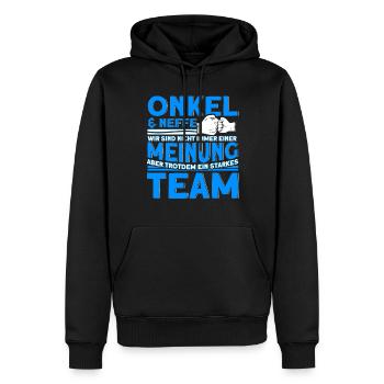 Onkel & Neffe Ein Starkes Team Onkel - Männer Premium Bio Hoodie - Schwarz - Vorne - Nico (187cm)