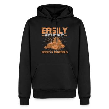 Leicht ablenkbar durch Gesteine & Mineralien - Männer Premium Bio Hoodie - Schwarz - Vorne - Nico (187cm)