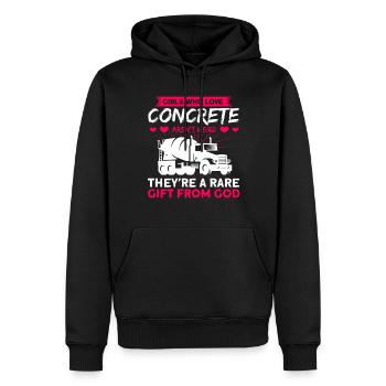 Mädchen, die Beton lieben, sind nicht seltsam - Männer Premium Bio Hoodie - Schwarz - Vorne - Nico (187cm)