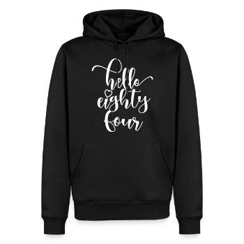 Bonjour Quatre-vingt-quatre mignons anniversaire de 84 ans - Sweat à capuche Premium bio Homme - noir - Devant - Nico (187cm)