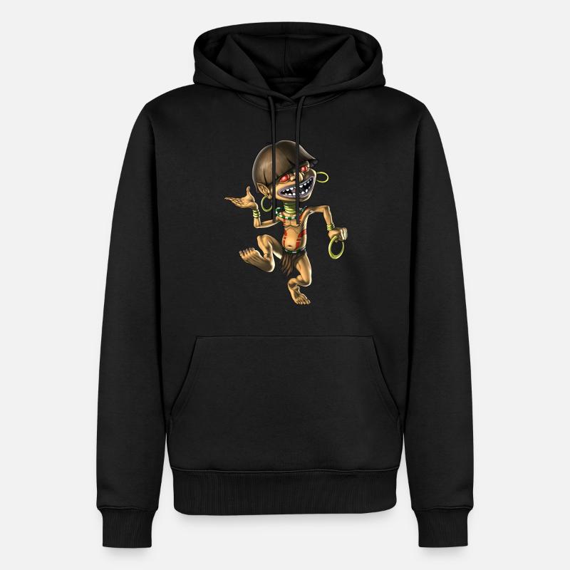 Créature mythique aztèque Chaneque - Sweat à capuche Premium bio Homme - noir