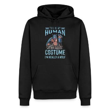 Costume de loup-garou Chien sauvage Loups - Sweat à capuche Premium bio Homme - noir - Devant - Nico (187cm)