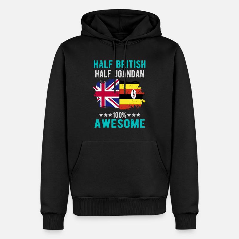 Halb Brite Halb Ugander - Männer Premium Bio Hoodie - Schwarz