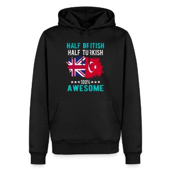 Halb Brite Halb Türke - Männer Premium Bio Hoodie - Schwarz - Vorne - Nico (187cm)