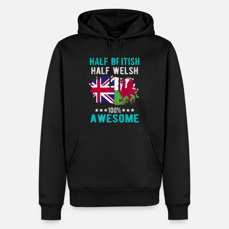 Halb Brite Halb Waliser - Männer Premium Bio Hoodie - Schwarz