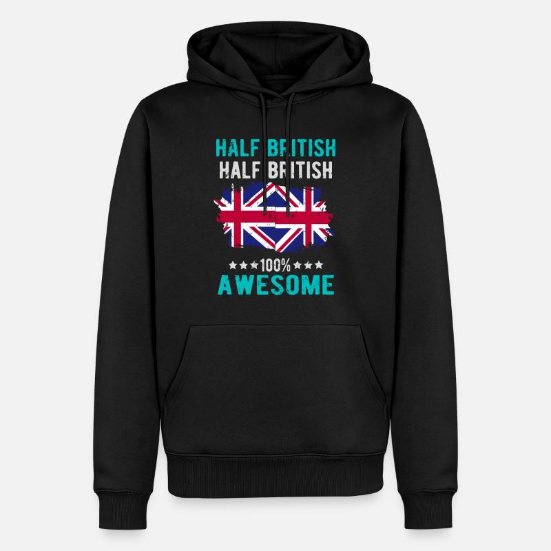 Halb Brite Halb Britisch - Männer Premium Bio Hoodie - Schwarz