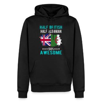 Halb Brite Halb Albaner - Männer Premium Bio Hoodie - Schwarz - Vorne - Nico (187cm)