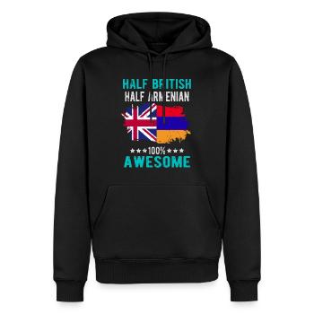 Moitié britannique moitié arménienne - Sweat à capuche Premium bio Homme - noir - Devant - Nico (187cm)