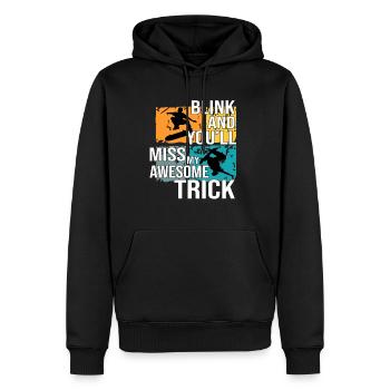 Skateboarder Blink And Youll Miss My Trick Gift - Männer Premium Bio Hoodie - Schwarz - Vorne - Nico (187cm)
