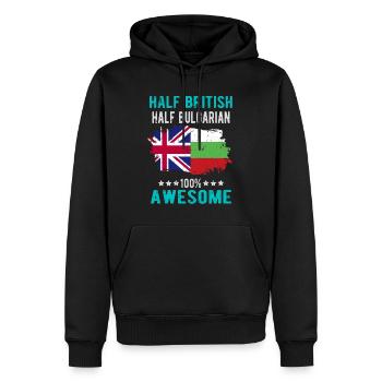 Halb Brite Halb Bulgare - Männer Premium Bio Hoodie - Schwarz - Vorne - Nico (187cm)