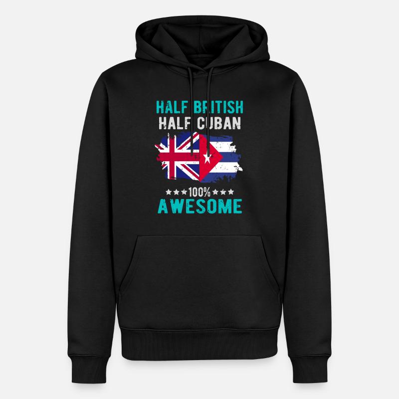 Halb Brite Halb Kubaner - Männer Premium Bio Hoodie - Schwarz