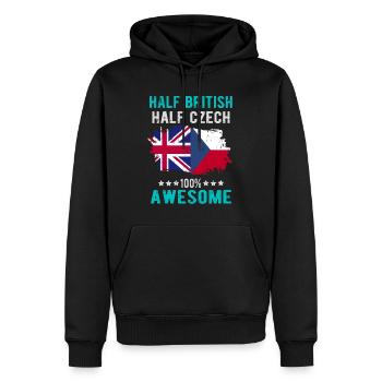Halb Brite Halb Tscheche - Männer Premium Bio Hoodie - Schwarz - Vorne - Nico (187cm)