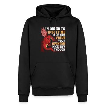 Ich muss erst deine Meinung schätzen Drache - Männer Premium Bio Hoodie - Schwarz - Vorne - Nico (187cm)