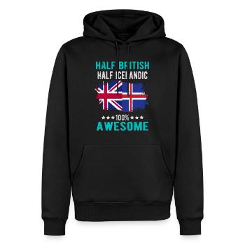 Moitié britannique moitié islandais - Sweat à capuche Premium bio Homme - noir - Devant - Nico (187cm)