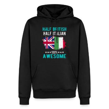 Halb Brite Halb Italiener - Männer Premium Bio Hoodie - Schwarz - Vorne - Nico (187cm)