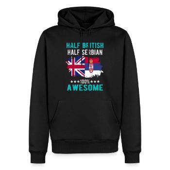 Mi-Britannique, mi-serbe - Sweat à capuche Premium bio Homme - noir - Devant - Nico (187cm)