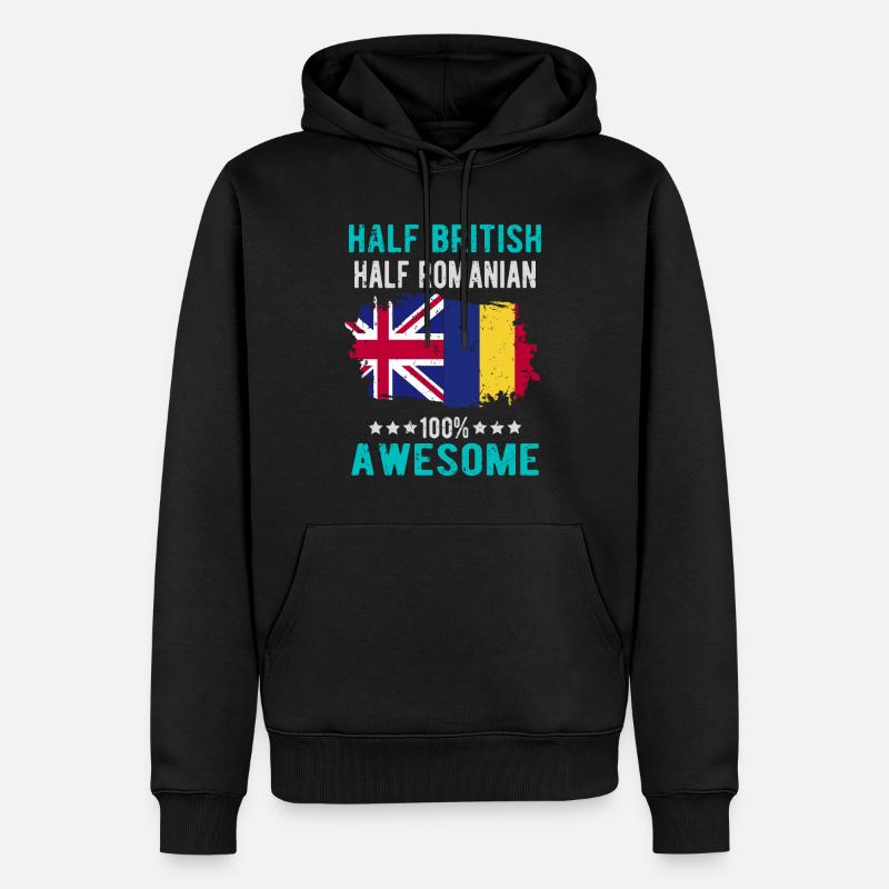 Halb Brite Halb Rumäne - Männer Premium Bio Hoodie - Schwarz