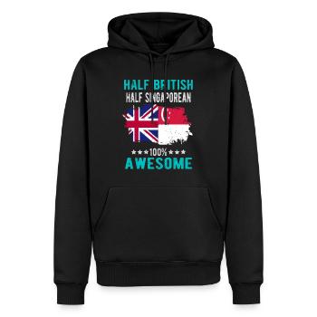 Halb Brite Halb Singapurer - Männer Premium Bio Hoodie - Schwarz - Vorne - Nico (187cm)